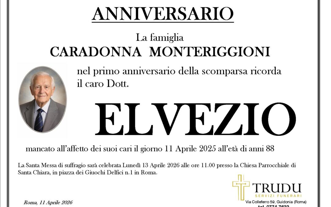 Anniversario della scomparsa del caro Elvezio Caradonna